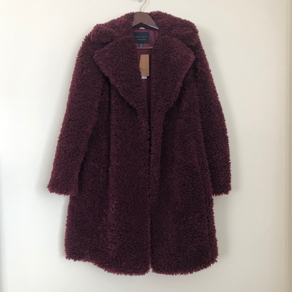 Anthropologie Jackets & Blazers - NWT Anthropologie Sanctuary Merlot Sherpa coat